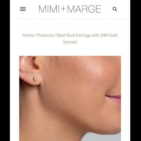 Skull Stud Earrings with 24K Gold Vermeil 💀 - Picture 4 of 5